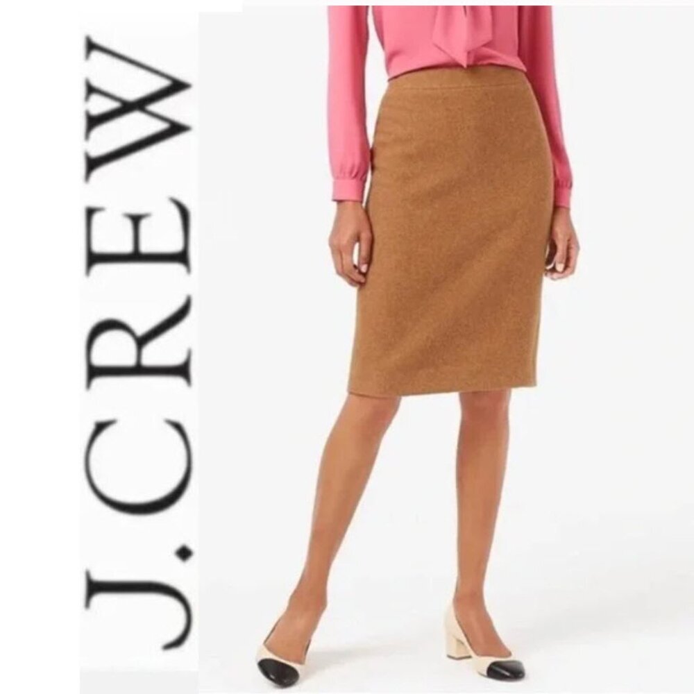 J. Crew Wool Tan Pencil Skirt Size 4 | Classic Workwear